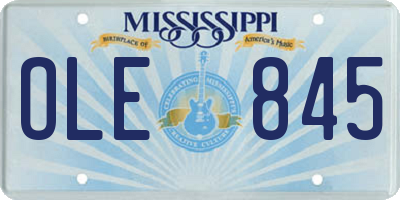 MS license plate OLE845