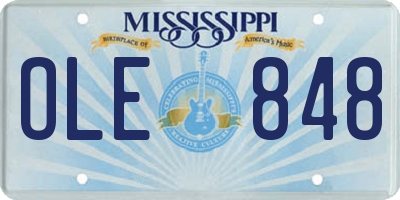 MS license plate OLE848