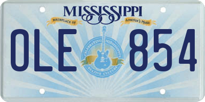 MS license plate OLE854