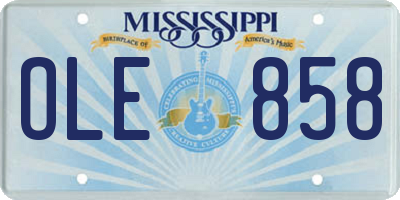 MS license plate OLE858