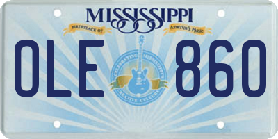 MS license plate OLE860