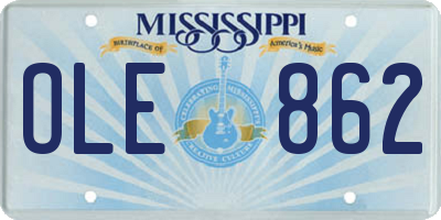 MS license plate OLE862
