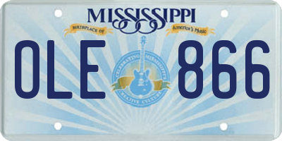MS license plate OLE866