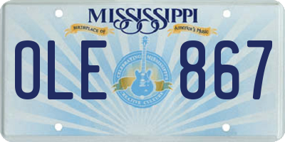 MS license plate OLE867