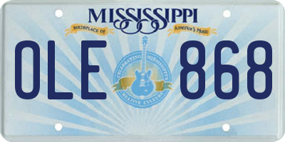 MS license plate OLE868