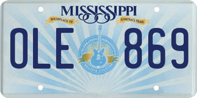 MS license plate OLE869