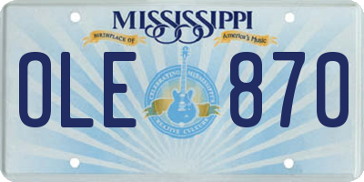 MS license plate OLE870