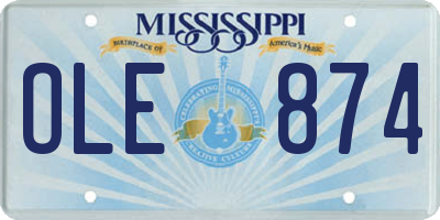 MS license plate OLE874