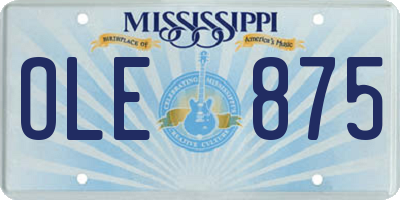 MS license plate OLE875
