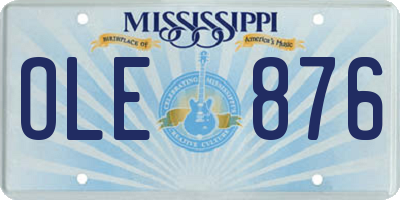 MS license plate OLE876
