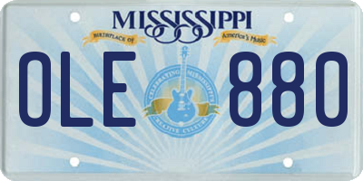 MS license plate OLE880