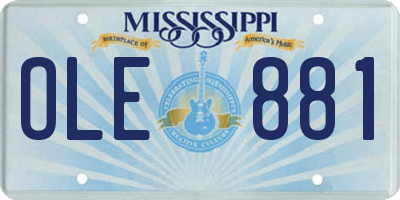 MS license plate OLE881