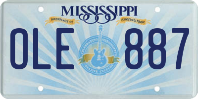 MS license plate OLE887