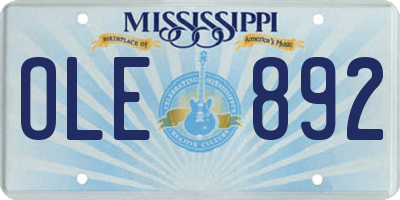 MS license plate OLE892