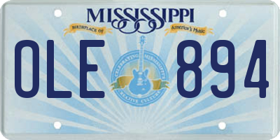 MS license plate OLE894