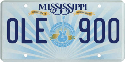 MS license plate OLE900