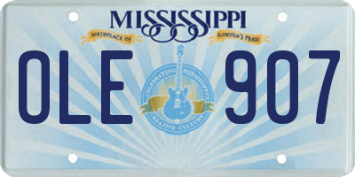 MS license plate OLE907