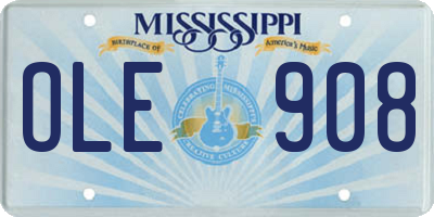 MS license plate OLE908
