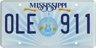 MS license plate OLE911