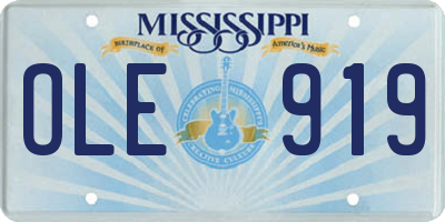 MS license plate OLE919