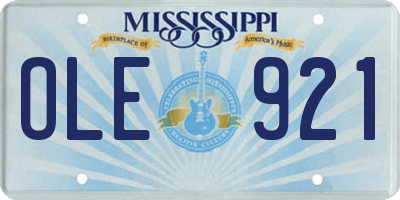 MS license plate OLE921