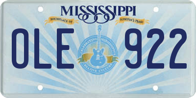 MS license plate OLE922