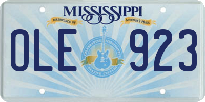 MS license plate OLE923