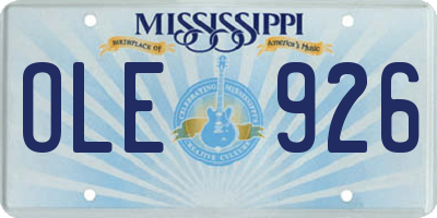 MS license plate OLE926