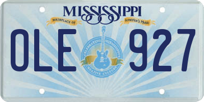MS license plate OLE927