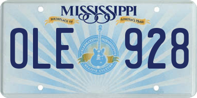 MS license plate OLE928