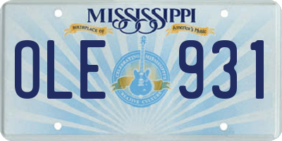 MS license plate OLE931