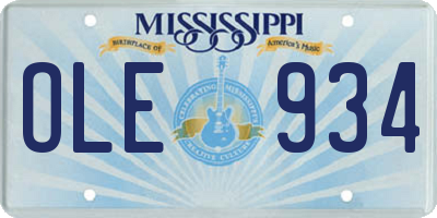 MS license plate OLE934