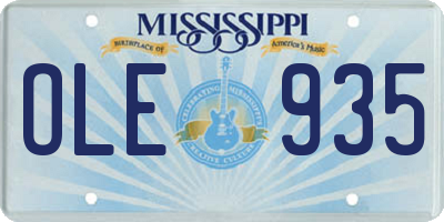 MS license plate OLE935