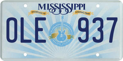 MS license plate OLE937