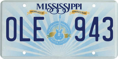MS license plate OLE943