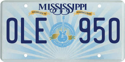 MS license plate OLE950