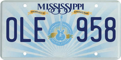 MS license plate OLE958