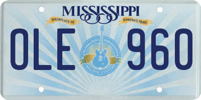 MS license plate OLE960