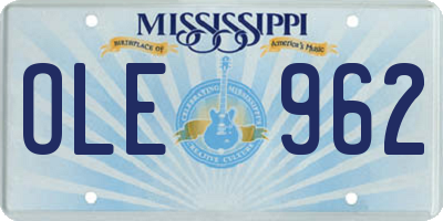 MS license plate OLE962