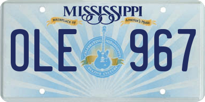 MS license plate OLE967