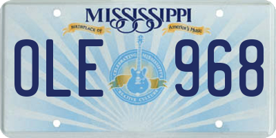 MS license plate OLE968