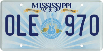 MS license plate OLE970