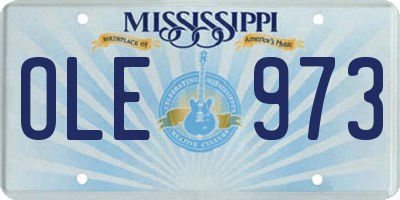 MS license plate OLE973