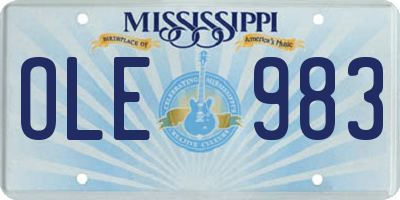MS license plate OLE983