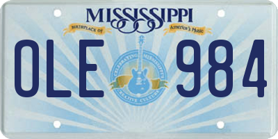 MS license plate OLE984