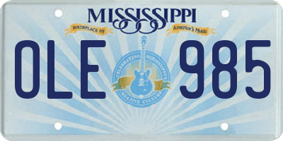 MS license plate OLE985