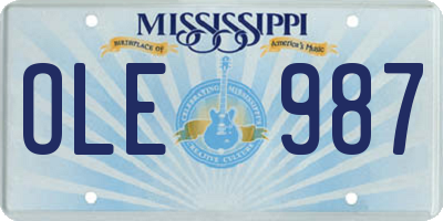 MS license plate OLE987
