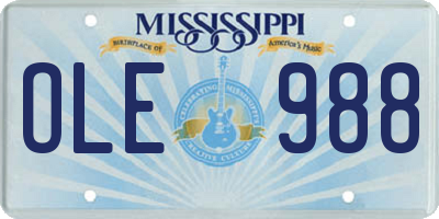 MS license plate OLE988