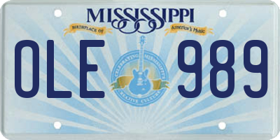 MS license plate OLE989