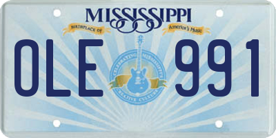 MS license plate OLE991